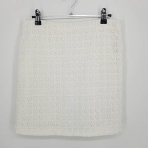 Cache Floral Eyelet White Cotton Pencil Mini Skirt Women's Size 2